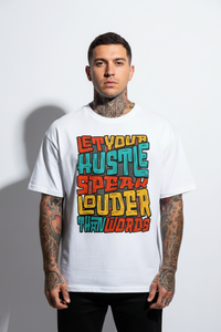 Hustle Louder Oversized Shirt mit Frontprint – Miniaturansicht 6