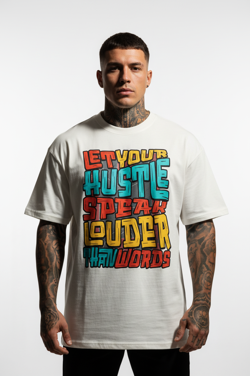 Hustle Louder Oversized Shirt mit Frontprint