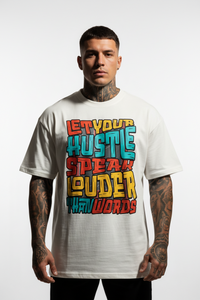 Hustle Louder Oversized Shirt mit Frontprint – Miniaturansicht 4