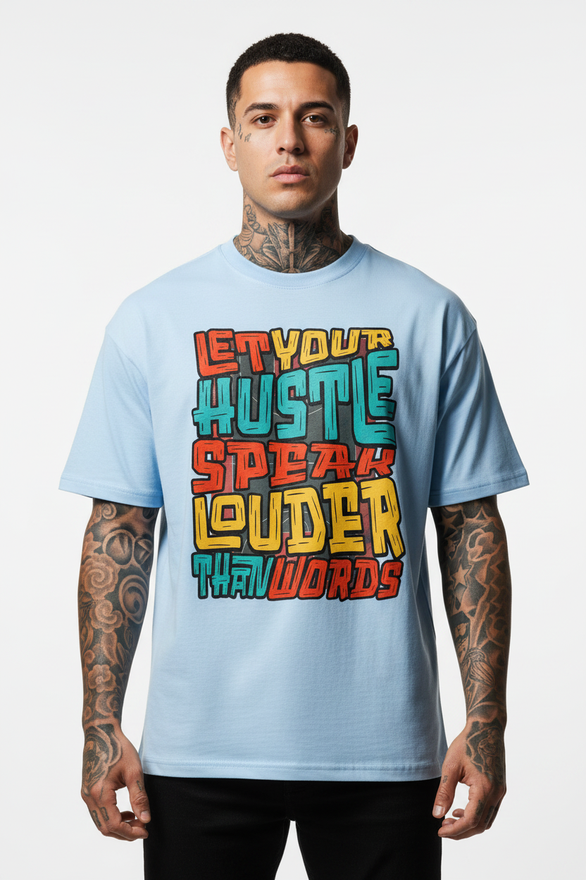 Hustle Louder Oversized Shirt mit Frontprint