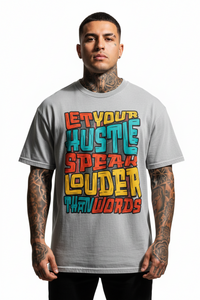 Hustle Louder Oversized Shirt mit Frontprint – Miniaturansicht 3