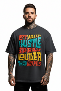 Hustle Louder Oversized Shirt mit Frontprint – Miniaturansicht 2