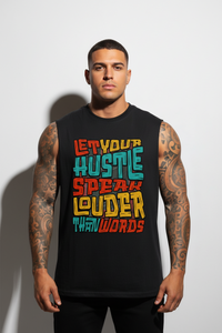 Hustle Louder Sleeveless Oversized Tee mit Frontprint – Miniaturansicht 1
