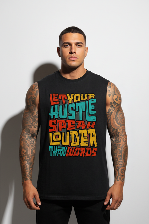 Hustle Louder Sleeveless Oversized Tee mit Frontprint