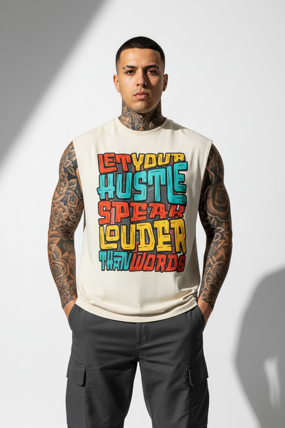 Hustle Louder Sleeveless Oversized Tee mit Frontprint