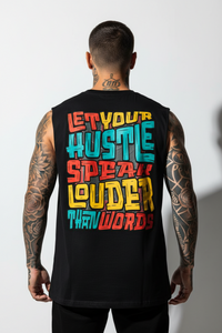Hustle Louder Sleeveless Oversized Tee mit Backprint – Miniaturansicht 1