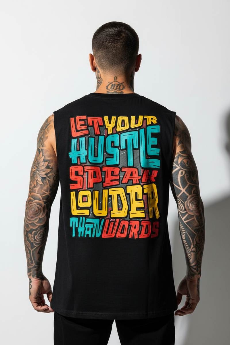 Hustle Louder Sleeveless Oversized Tee mit Backprint