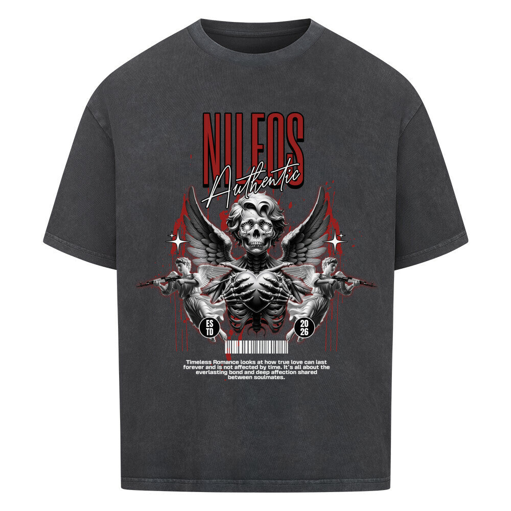 Aesthetic Valentine Oversized Shirt mit Frontprint – NILEOS, Farbe Washed Black