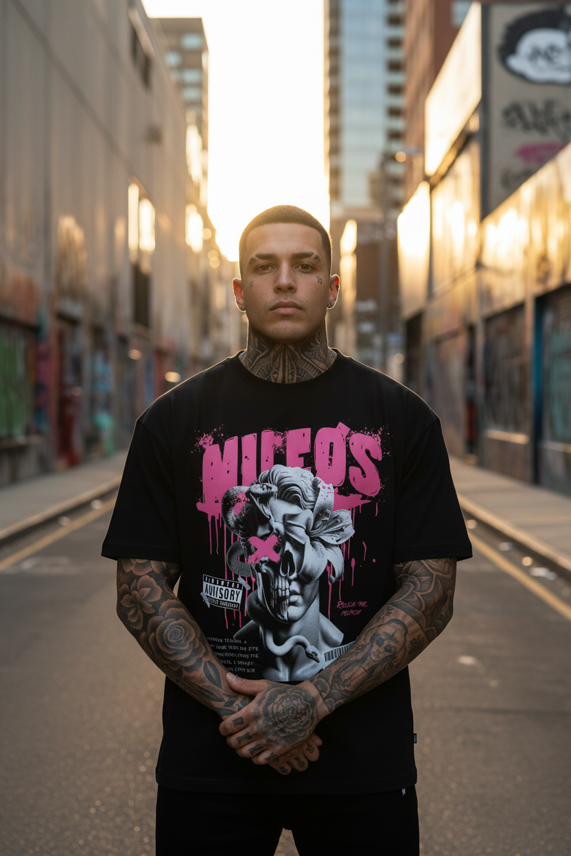 DEADBLØØM Oversized Shirt mit Frontprint – NILEOS, Produktfoto 6