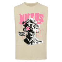 DEADBLØØM Sleeveless Oversized Tee mit Frontprint – NILEOS, Farbe Sand – Miniaturansicht 3