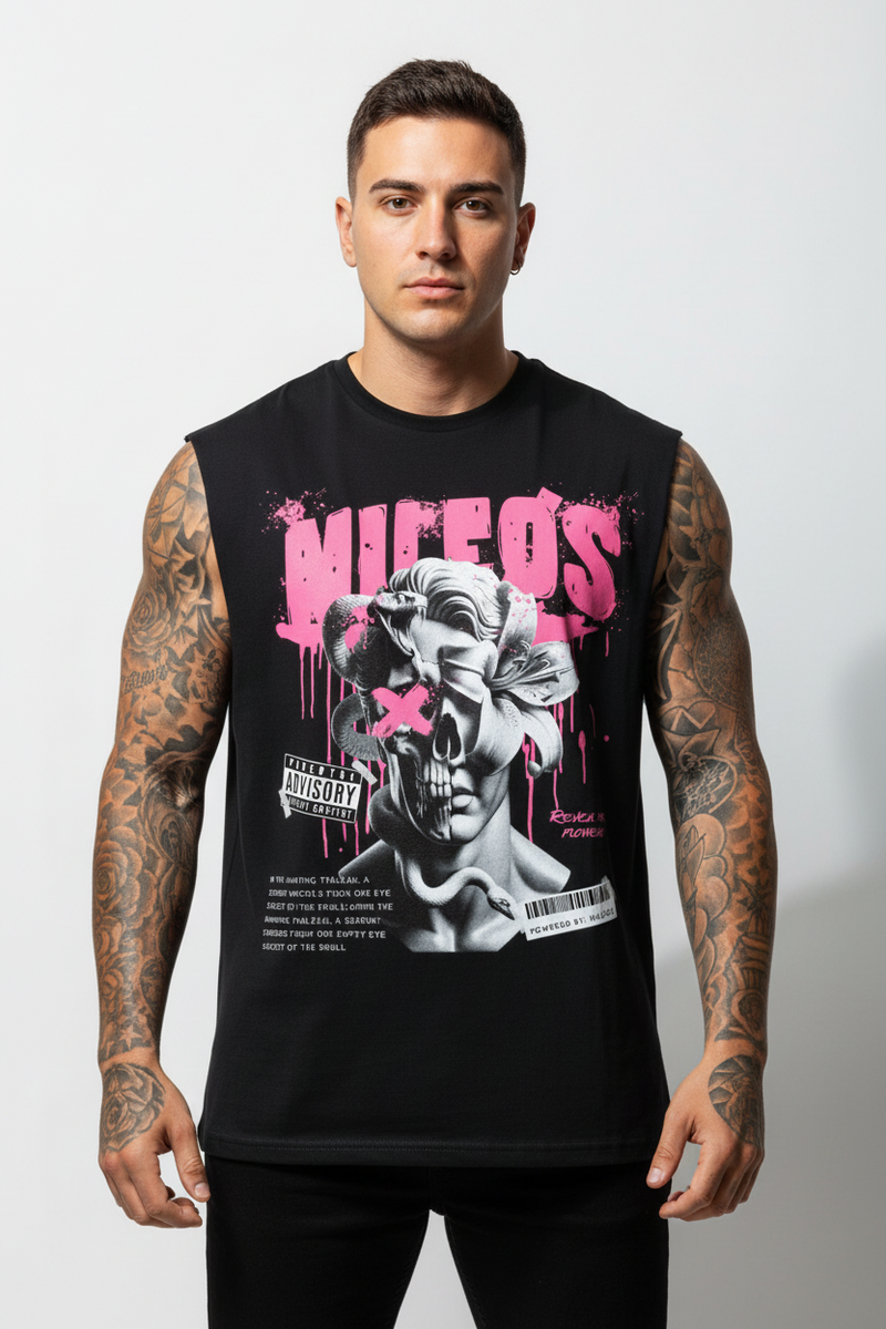 DEADBLØØM Sleeveless Oversized Tee mit Frontprint – NILEOS, Produktfoto 1