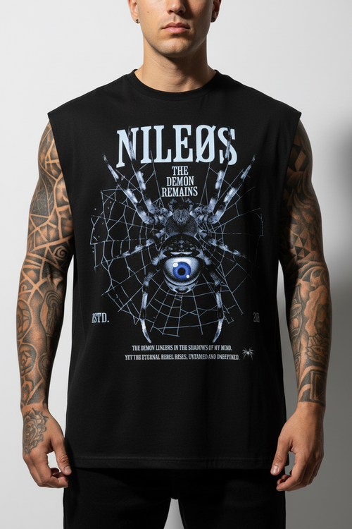 Demon Remains Sleeveless Oversized Tee mit Frontprint