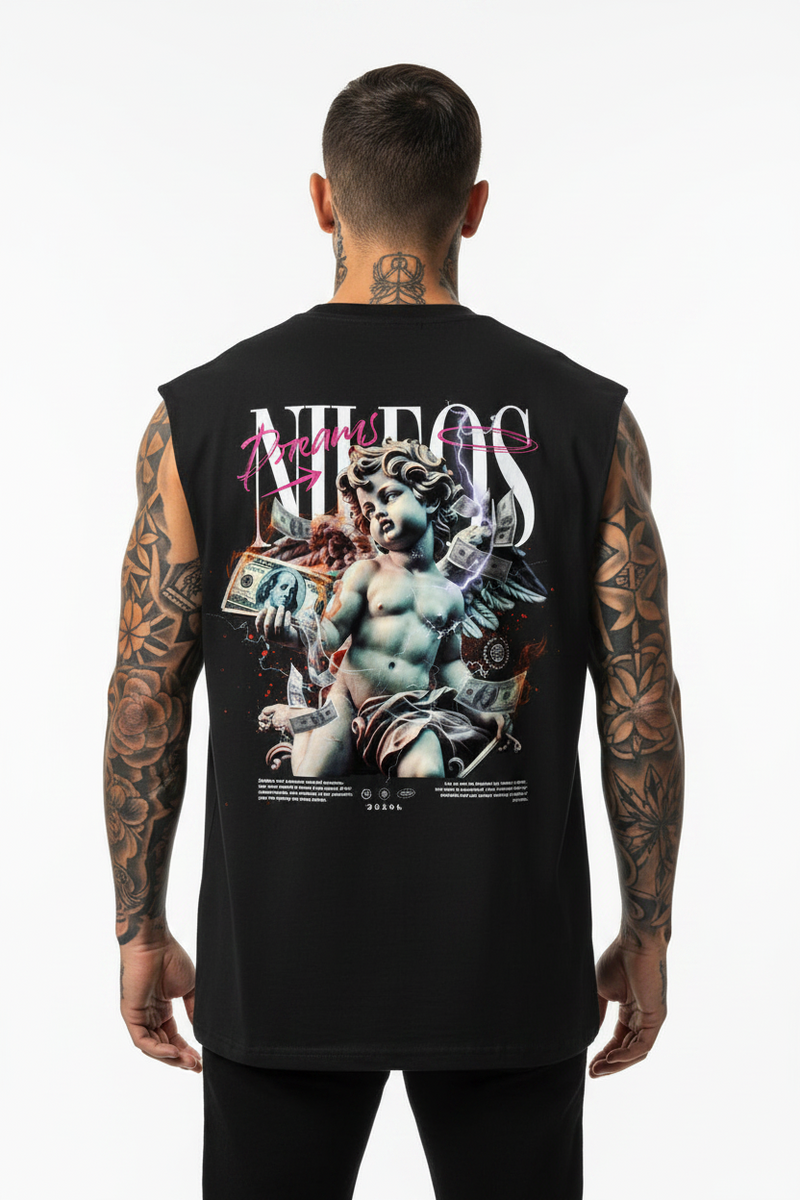 DREAMS Sleeveless Oversized Tee mit Backprint – NILEOS, Produktfoto 1