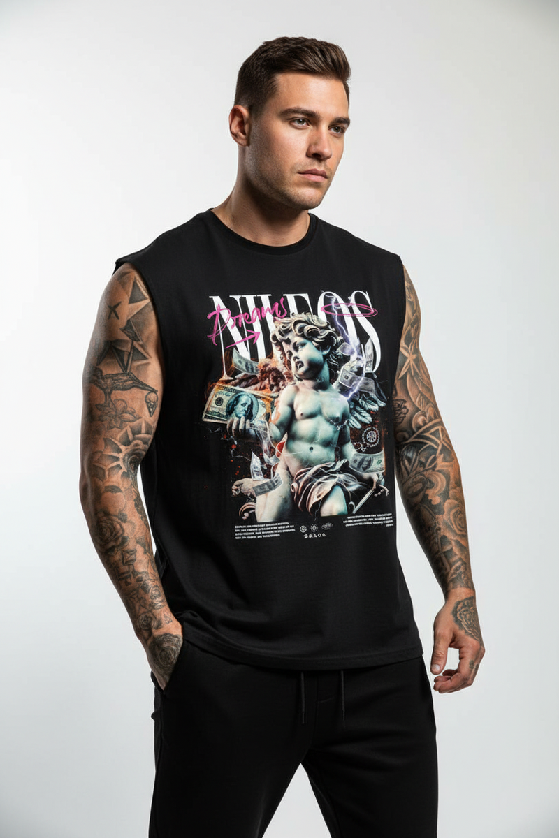 DREAMS Sleeveless Oversized Tee mit Frontprint – NILEOS, Produktfoto 1