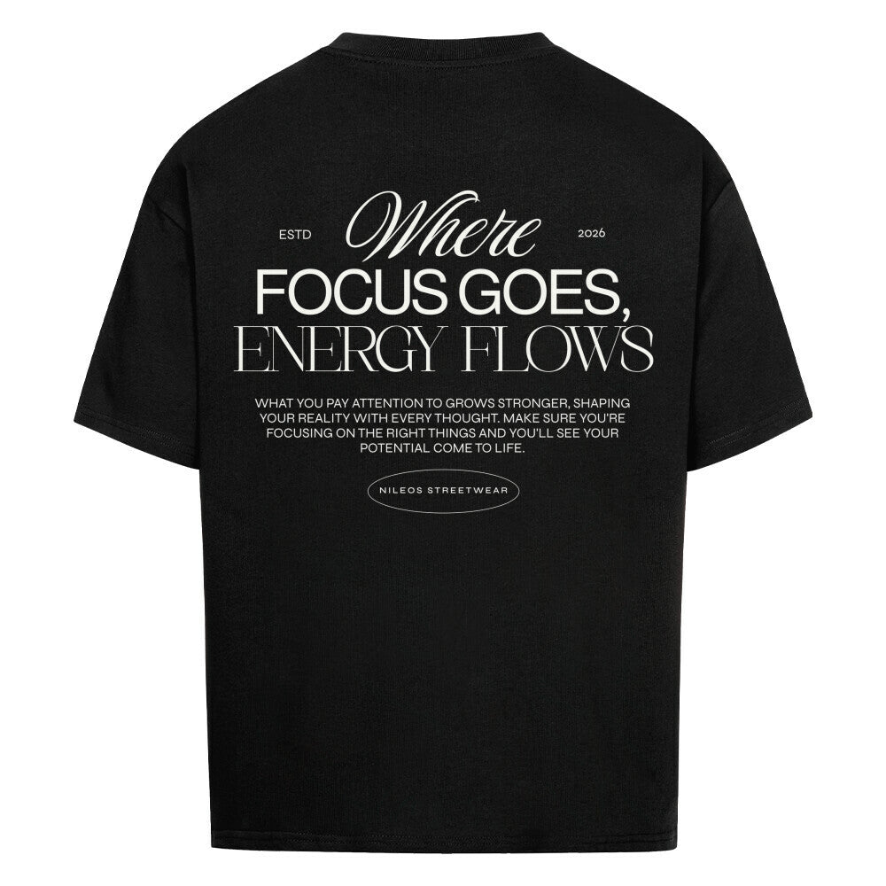 ENERGY FLOWS Oversized Shirt mit Backprint – NILEOS, Farbe Schwarz