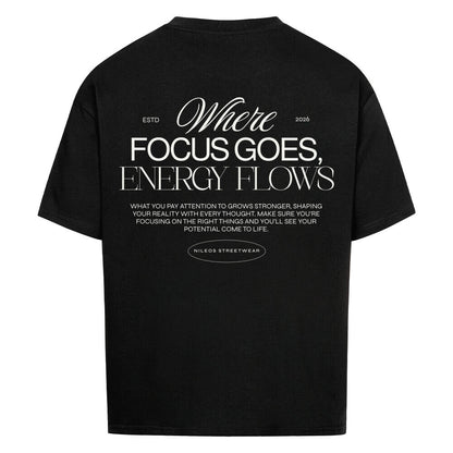 ENERGY FLOWS Oversized Shirt mit Backprint – NILEOS, Farbe Schwarz