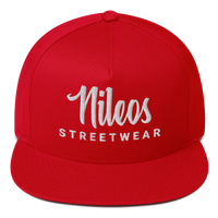 Nileos Flat Bill-Cap in Rot – Vorderansicht – Miniaturansicht 5