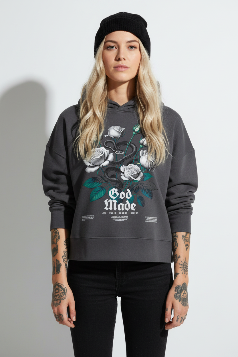 God‧Script - Womens Organic Boxcut Hoodie