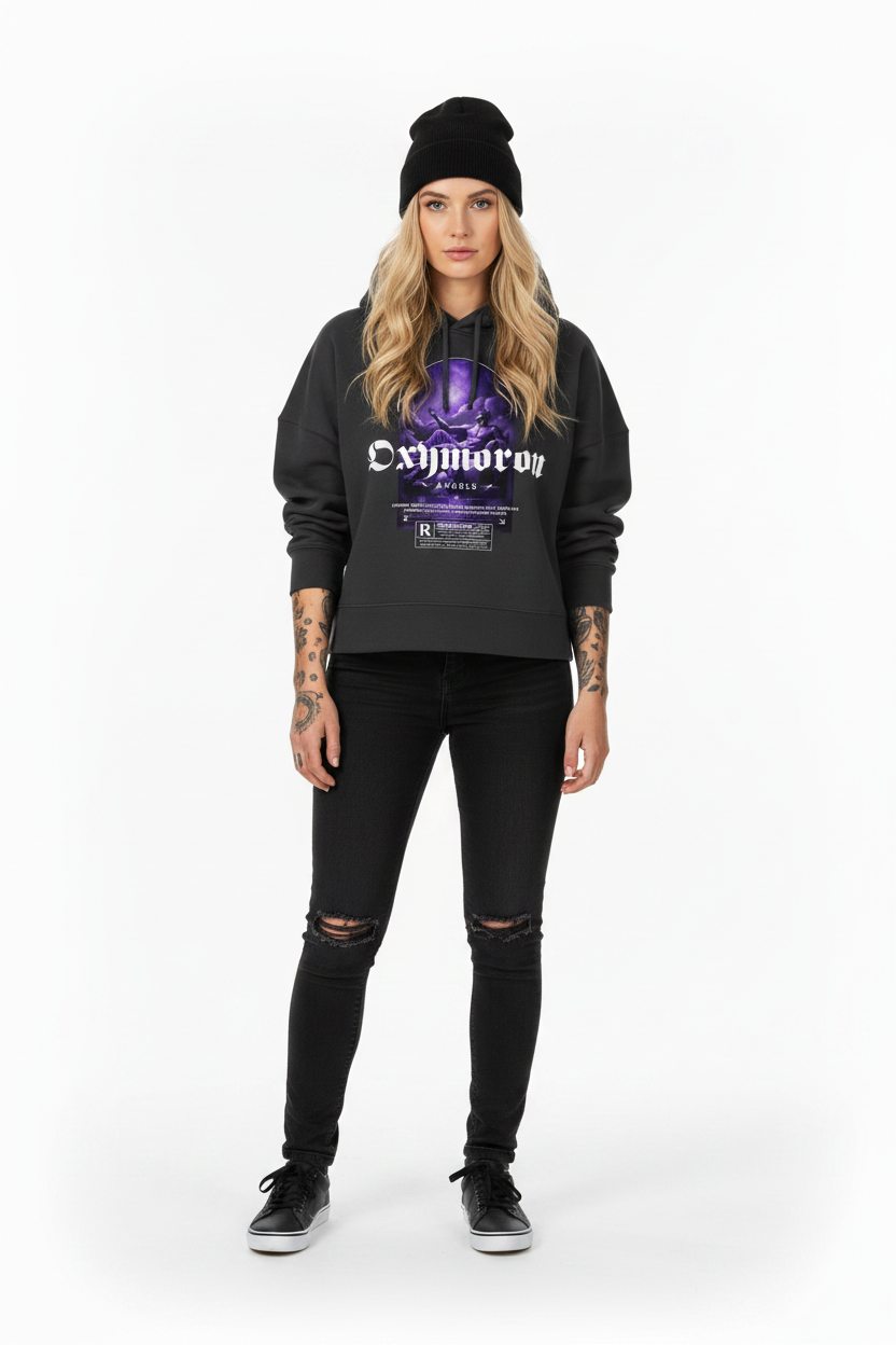 Oxymoron Angel - Womens Organic Boxcut Hoodie