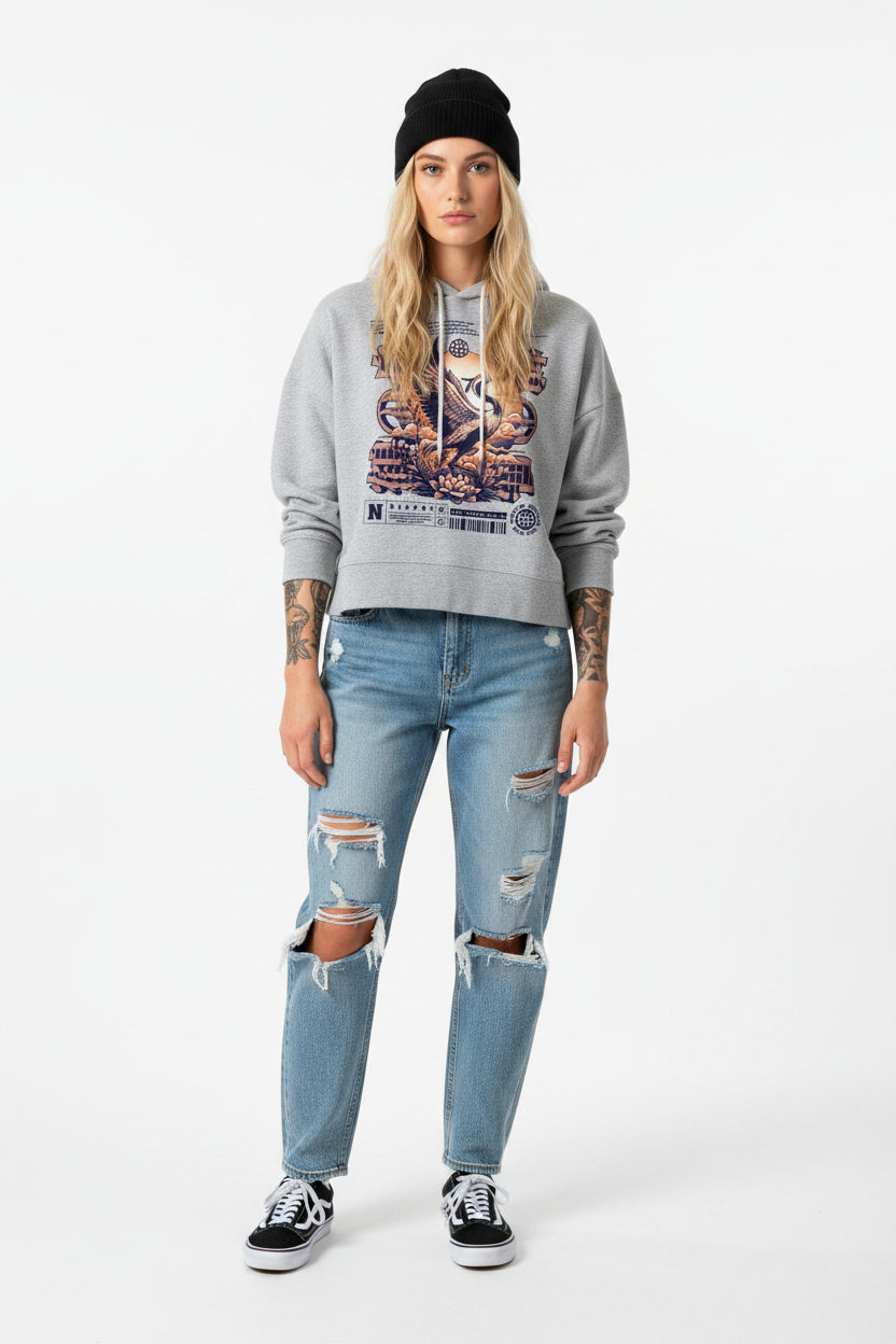 CRANE FINAL - Womens Organic Boxcut Hoodie