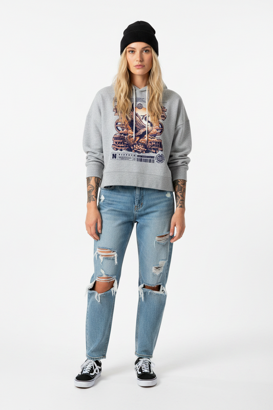 CRANE FINAL - Womens Organic Boxcut Hoodie