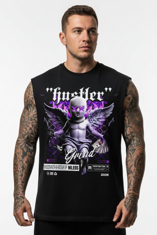 HSTLR Sleeveless Oversized Tee mit Frontprint