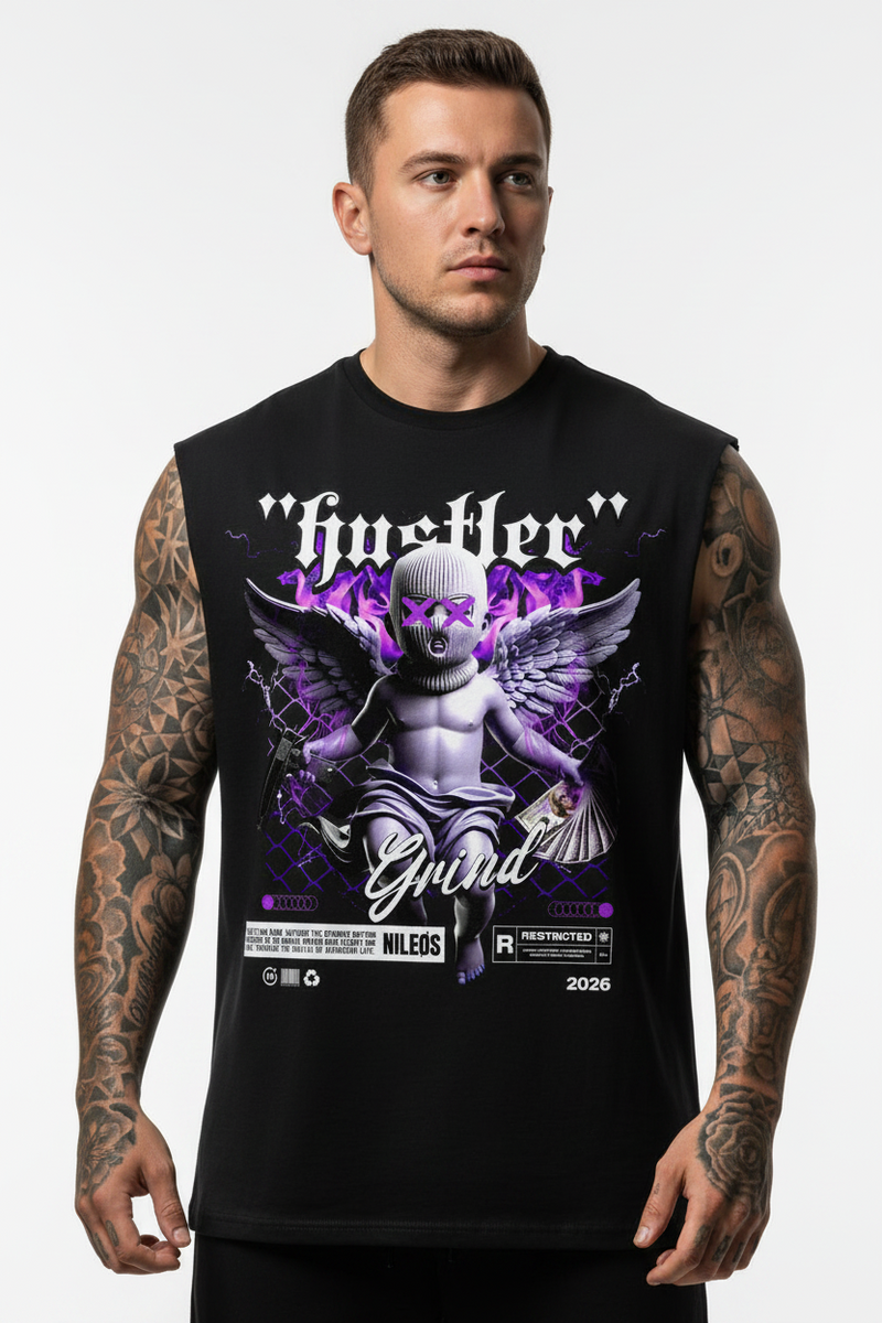 HSTLR Sleeveless Oversized Tee mit Frontprint – NILEOS, Produktfoto 1