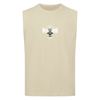 KEEP STEADY Sleeveless Oversized Tee mit Backprint – NILEOS, Farbe Sand – Miniaturansicht 5