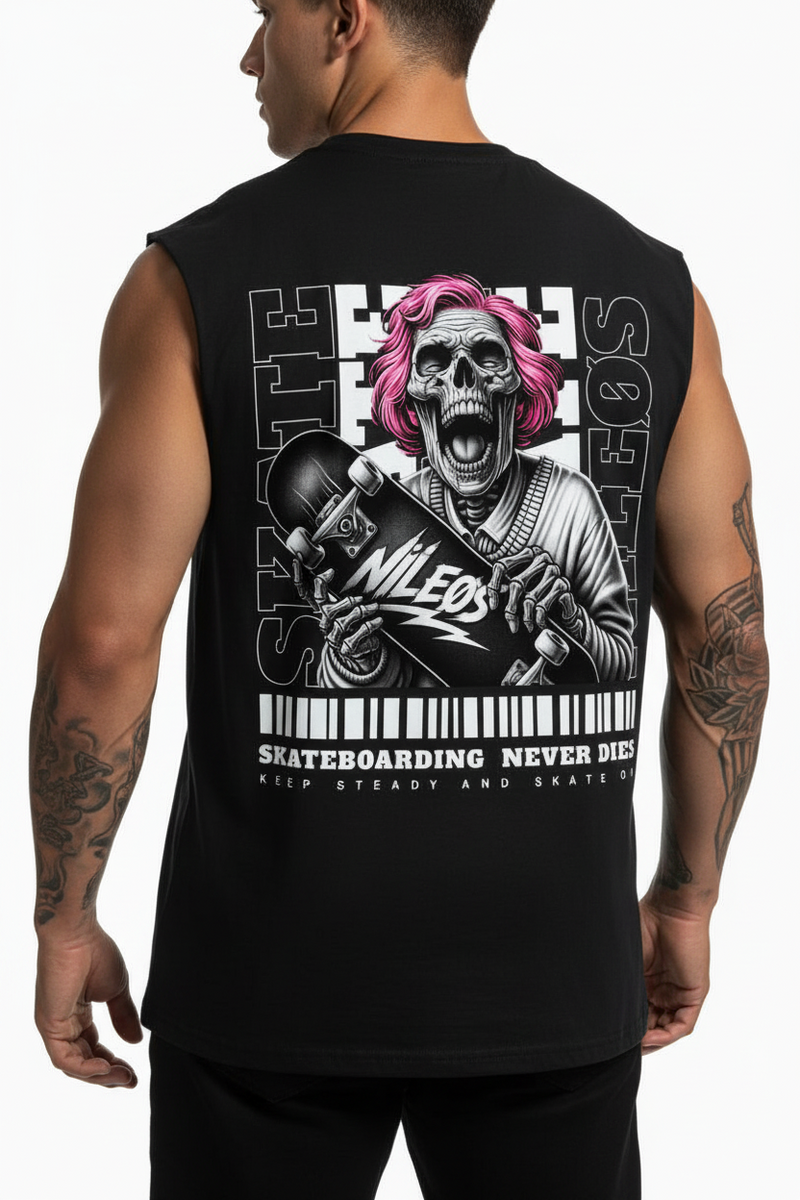 KEEP STEADY Sleeveless Oversized Tee mit Backprint – NILEOS, Produktfoto 1