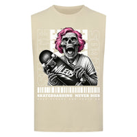 KEEP STEADY Sleeveless Oversized Tee mit Frontprint – NILEOS, Farbe Sand – Miniaturansicht 3