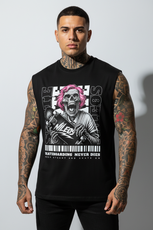 KEEP STEADY Sleeveless Oversized Tee mit Frontprint