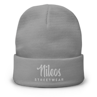 Nileos Bestickte Beanie in Grau – Vorderansicht – Miniaturansicht 5