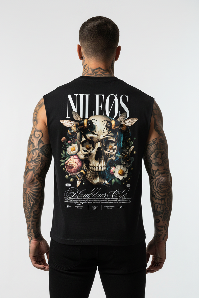 Mindfulness Club Sleeveless Oversized Tee mit Backprint – NILEOS, Produktfoto 1