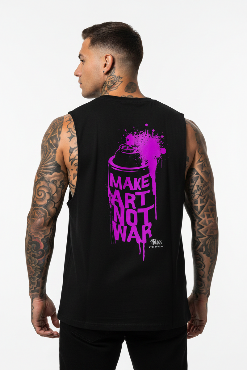 NO WAR! Sleeveless Oversized Tee mit Backprint – NILEOS, Produktfoto 1