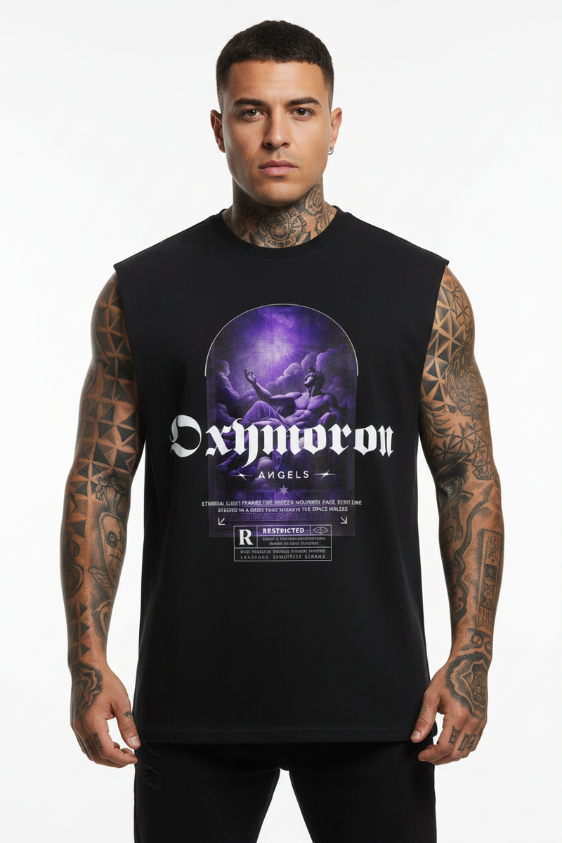 Oxymoron Angel Sleeveless Oversized Tee mit Frontprint – NILEOS, Produktfoto 1