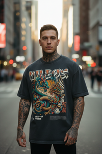 PHØX Oversized Shirt mit Frontprint – Miniaturansicht 1