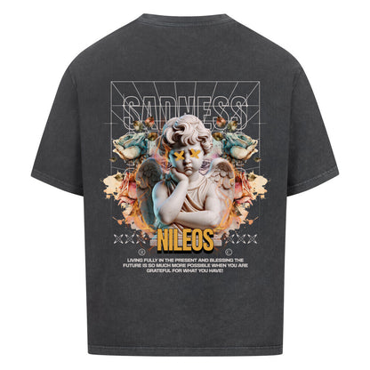 SAD ANGELS Oversized Shirt mit Backprint – NILEOS, Farbe Washed Black