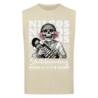 SK8T Sleeveless Oversized Tee mit Frontprint – NILEOS, Farbe Sand – Miniaturansicht 4