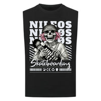 SK8T Sleeveless Oversized Tee mit Frontprint – NILEOS, Farbe Schwarz – Miniaturansicht 3
