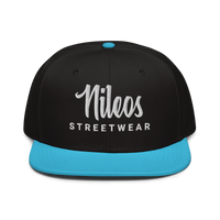 Nileos Snapback-Cap in Aquablau/Schwarz – Vorderansicht – Miniaturansicht 6