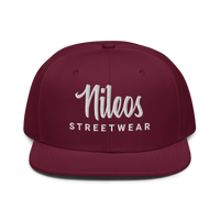 Nileos Snapback-Cap in Burgund/Kastanienbraun – Vorderansicht – Miniaturansicht 8