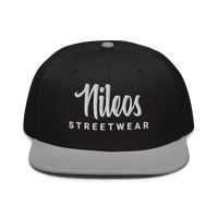Nileos Snapback-Cap in Grau/Schwarz – Vorderansicht – Miniaturansicht 5