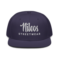 Nileos Snapback-Cap in Navyblau – Vorderansicht – Miniaturansicht 9