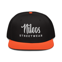 Nileos Snapback-Cap in Orange/Schwarz – Vorderansicht – Miniaturansicht 4