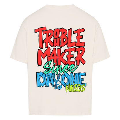 Troublemaker Oversized Shirt mit Backprint – Farbvariante Natural Raw