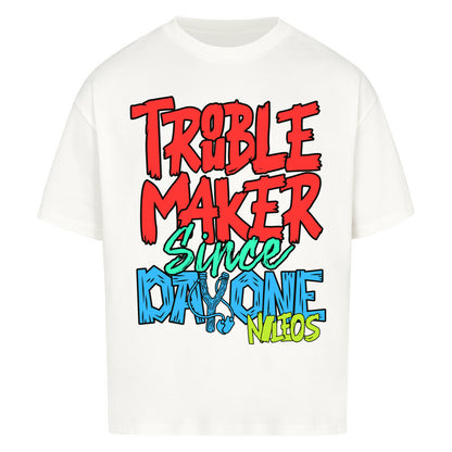 Troublemaker Oversized Shirt mit Frontprint – Farbvariante Weiß