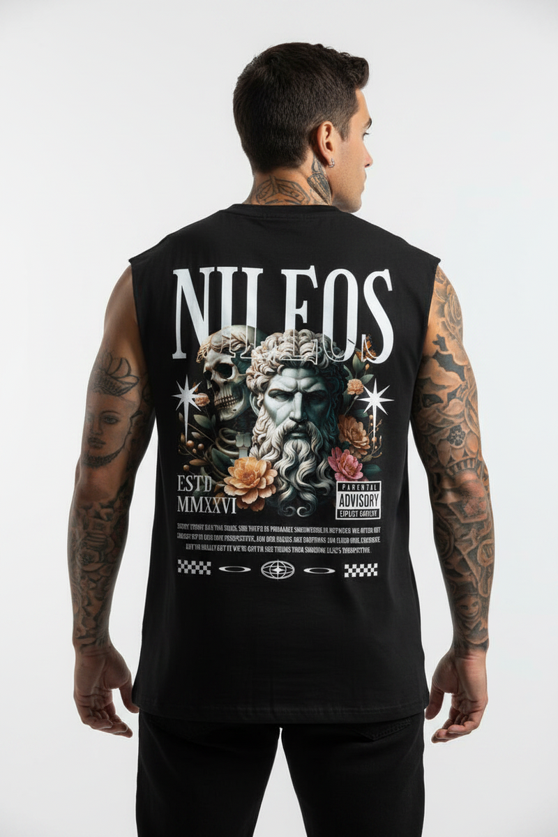 Two Side Sleeveless Oversized Tee mit Backprint – NILEOS, Produktfoto 1