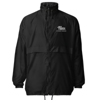 Nileos Basic-Unisex-Windbreaker in Schwarz – Vorderansicht am Model – Miniaturansicht 6