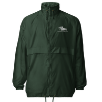 Nileos Basic-Unisex-Windbreaker in Waldgrün – Vorderansicht am Model – Miniaturansicht 4