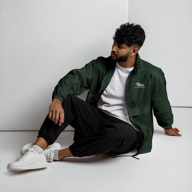 Nileos Basic-Unisex-Windbreaker in Waldgrün – Vorderansicht